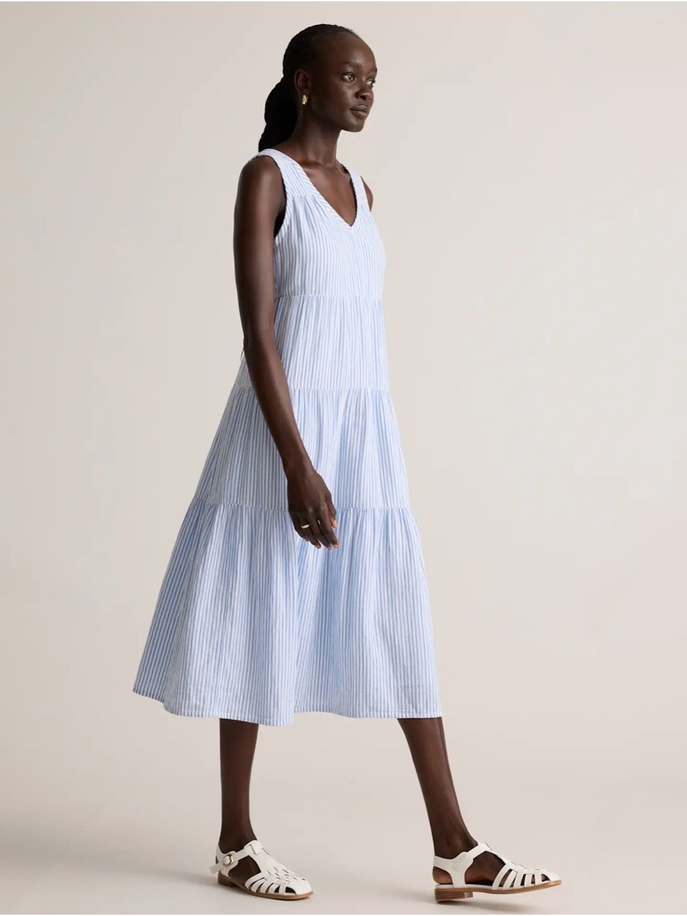 Quince NWT - 100% Organic Cotton Gauze Tiered Maxi Dress - size M - Picture 3 of 9